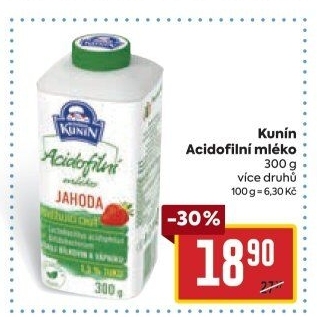 Acidofilní mléko ochucené Mlékárna Kunín