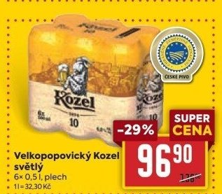 Pivo světlé výčepní 10°Velkopopovický Kozel