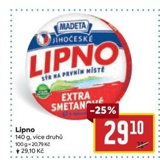 Tavený sýr Jihočeské Lipno Madeta