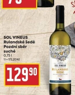 Víno Rulandské šedé Sol Vineus - pozdní sběr