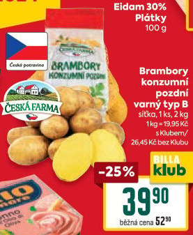 Brambory konzumní pozdní Česká farma