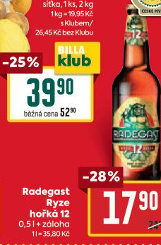 Pivo světlý ležák 12° Ryze hořká Radegast
