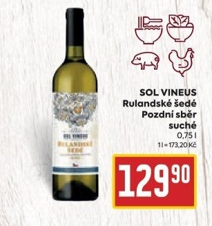 Víno Rulandské šedé Sol Vineus - pozdní sběr