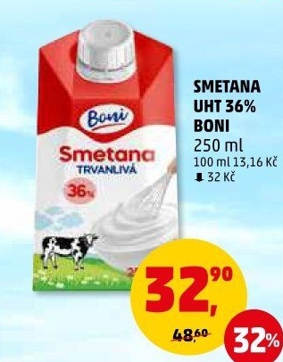 Smetana ke šlehání Boni 36%