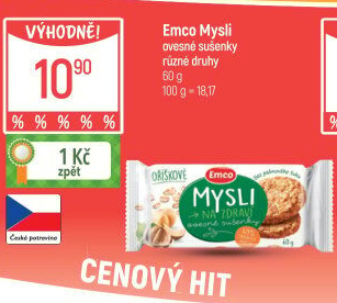 Ovesné sušenky Mysli na zdraví Emco