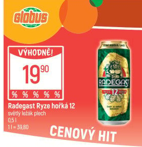 Pivo světlý ležák 12° Ryze hořká Radegast
