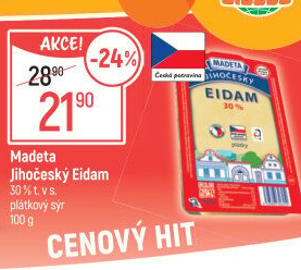Sýr Eidam Jihočeský 30% Madeta