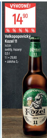Pivo světlý ležák 11° Medium Velkopopovický Kozel