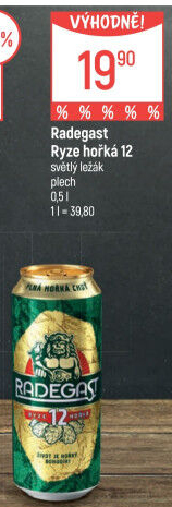 Pivo světlý ležák 12° Ryze hořká Radegast