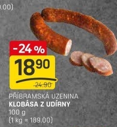 Klobása z udírny Příbramská uzenina