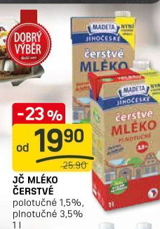 Mléko čerstvé Jihočeské Madeta