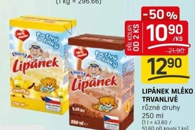 Nápoj mléko ochucené Lipánek Madeta