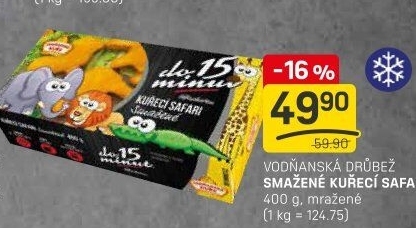 Nugetky kuřecí smažené mražené Safari Vodňanské kuře