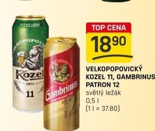 Pivo světlý ležák 11° Medium Velkopopovický Kozel