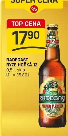 Pivo světlý ležák 12° Ryze hořká Radegast