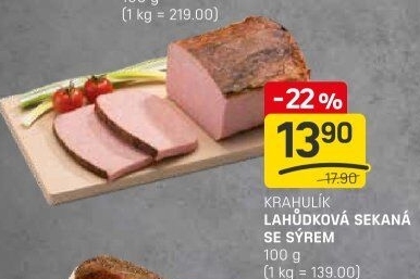Sekaná lahůdková se sýrem Krahulík