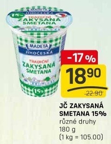 Smetana zakysaná Jihočeská Madeta 15%