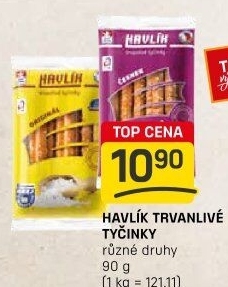 Tyčinky trvanlivé se sýrem a solí Havlík