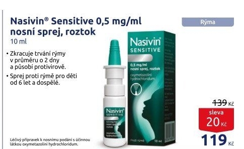 Kapky nosní Sensitive 0,05% Nasivin