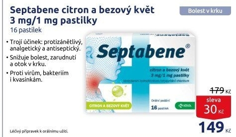 Pastilky proti bolesti v krku Septabene