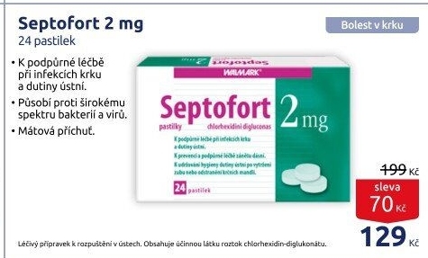 Pastilky proti bolesti v krku Septofort