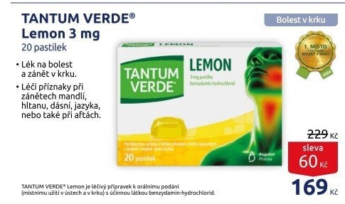 Pastilky proti bolesti v krku Tantum Verde