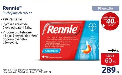 Žvýkací tablety proti pálení žáhy Rennie