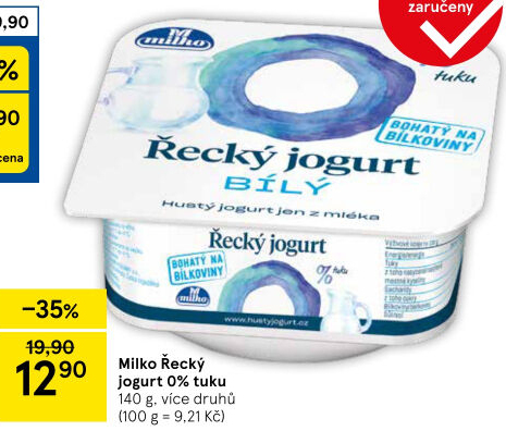 Bílý jogurt řecký 0% Milko