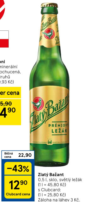Pivo světlý ležák 12° Zlatý Bažant