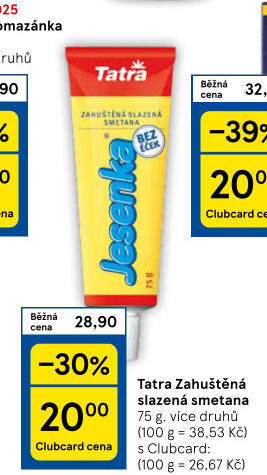 Mléka kondenzovaná slazená Tatra