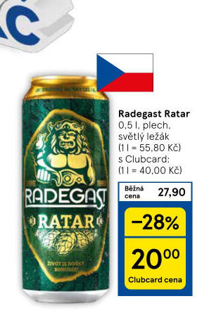 Pivo světlý ležák Ratar Radegast