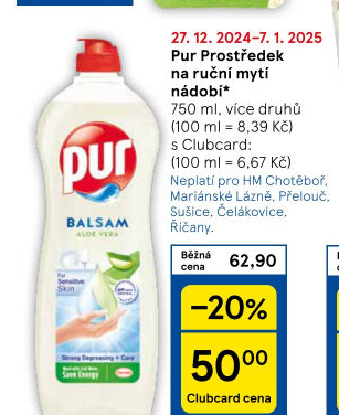 Prostředek na nádobí Pur