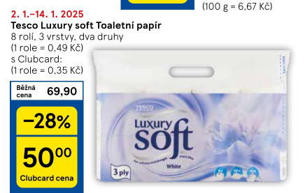 Toaletní papír 3vrstvý Luxury Tesco