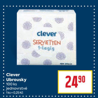 Papírové ubrousky 1vrstvé Clever