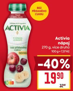 Jogurtový nápoj bez cukru Activia Danone