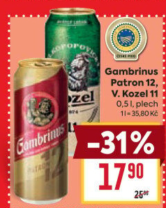 Pivo světlý ležák 12° Patron Gambrinus