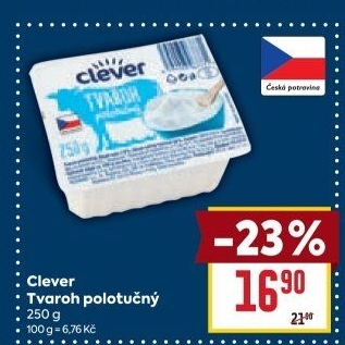 Tvaroh polotučný Clever