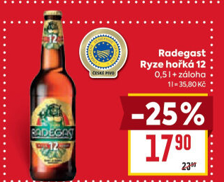 Pivo světlý ležák 12° Ryze hořká Radegast