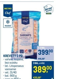Krevety vařené loupané mražené Metro Chef