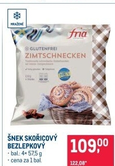 Šnek s náplní bez lepku mražený Fria