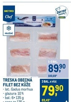 Treska obecná filety mražená Metro Chef