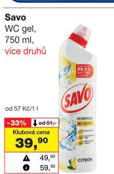 Gelový čistič WC Savo