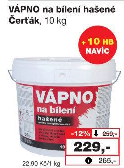 Hašené vápno Čerťák Barvy a laky Hostivař