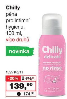 Intimní bezoplachová mycí pěna Chilly