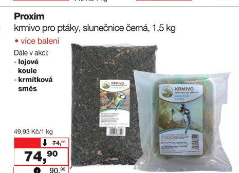 Krmivo pro ptáky slunečnice černá Proxim