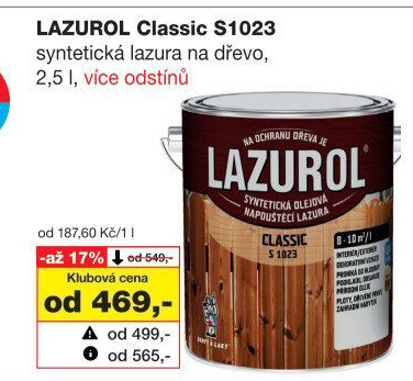 Lazura na dřevo Classic Lazurol