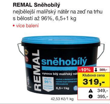 Malířský nátěr Sněhobílý Remal