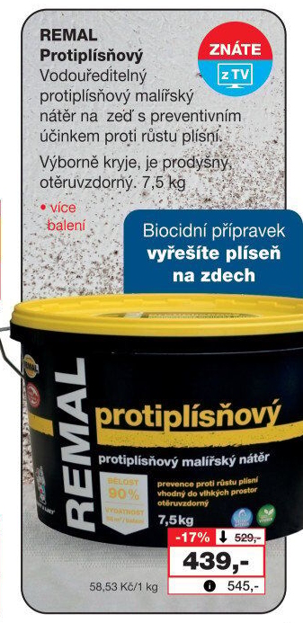 Malířský protiplísňový nátěr Remal