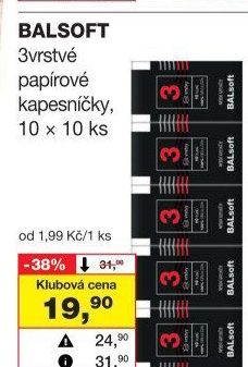 Papírové kapesníčky 3vrstvé BALsoft