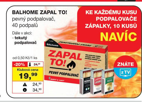 Pevný podpalovač Zapal to! Balhome